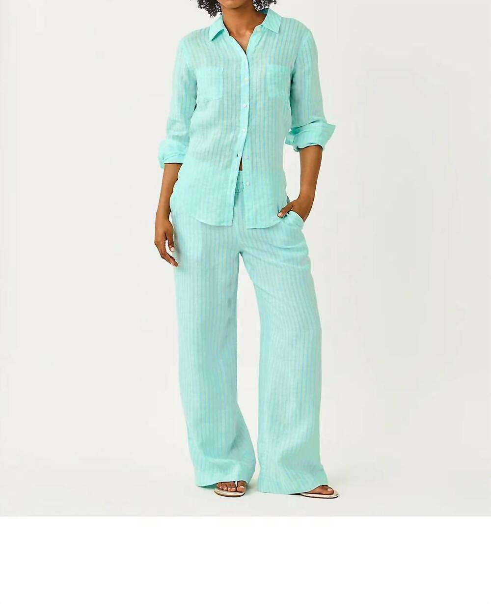 NEW LILLY PULITZER mirabella high rise linen palazzo pant in capri blue saint tr